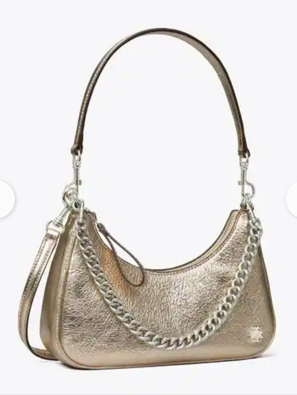 Tory Burch 151 Mercer Metallic Small Crescent Bag